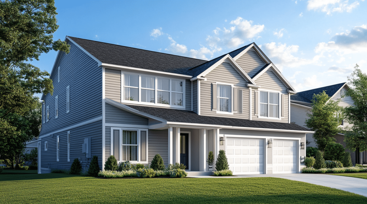 Exterior view of a modern suburban home with newly installed energy-efficient windows in Milwaukee