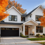 Modern Milwaukee home in fall with fresh windows and siding, ready for winter