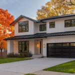 Modern Milwaukee home in fall with new windows and siding, helping explain replace windows or siding first