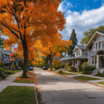 Early-fall Milwaukee street with well-kept homes and mature trees