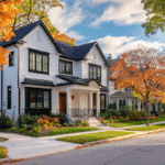 Milwaukee street with updated vinyl siding homes in fall light